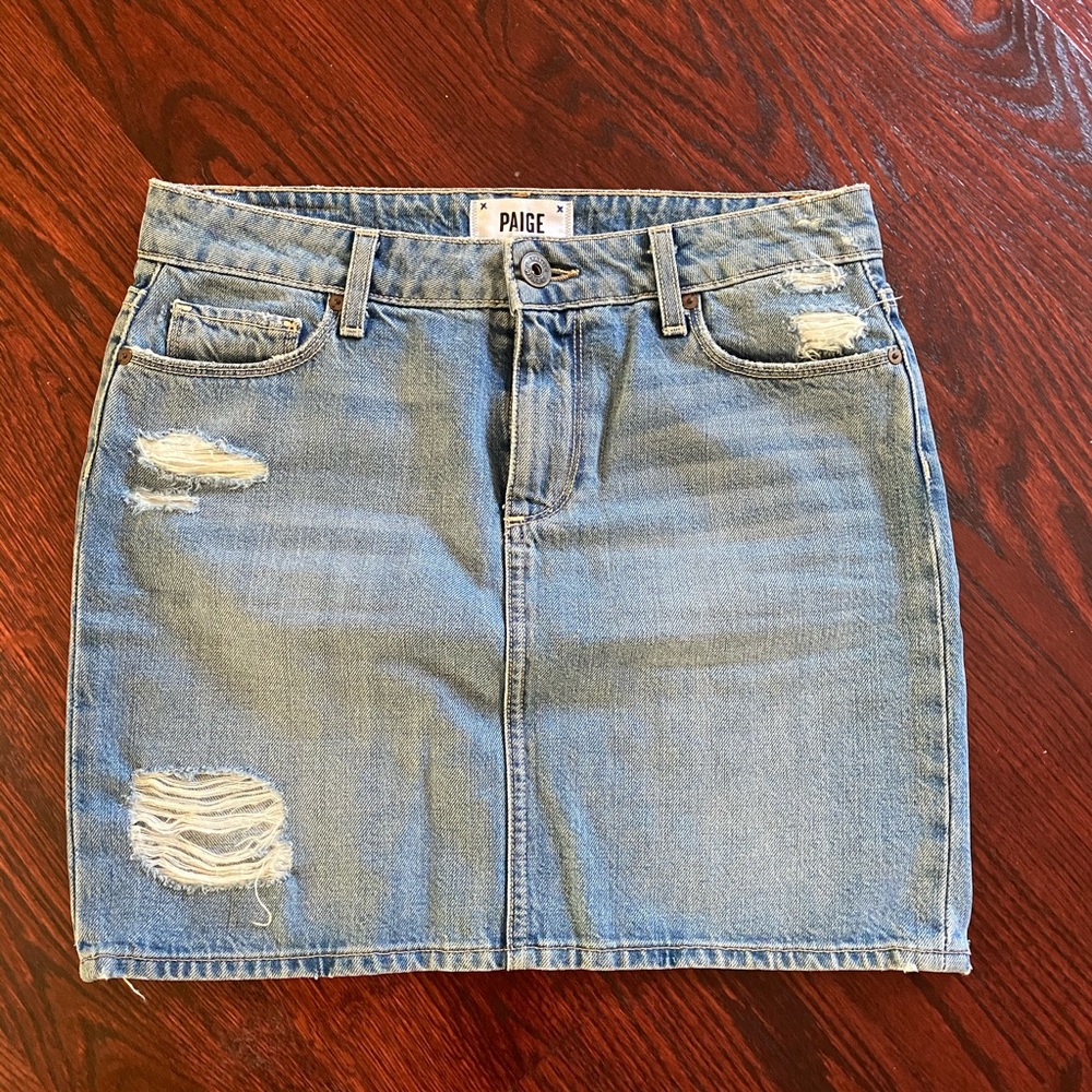 Paige light wash denim skirt